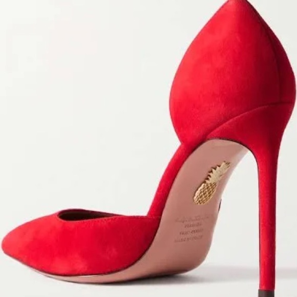 NWT AQUAZZURA Red Bow Tie Pointed toe Pumps size EU 39.5 - Picture 4 of 14